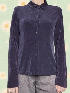 Classic Vintage Button-Up Top in Deep Plum